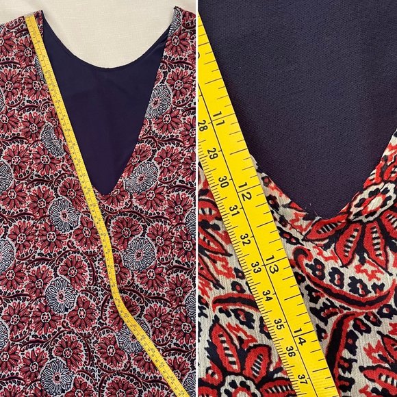 Volcom Red Navy Boho Dress True To This Tunic Cut Out Lace Inset Sleeves Lined, - Picture 12 of 15